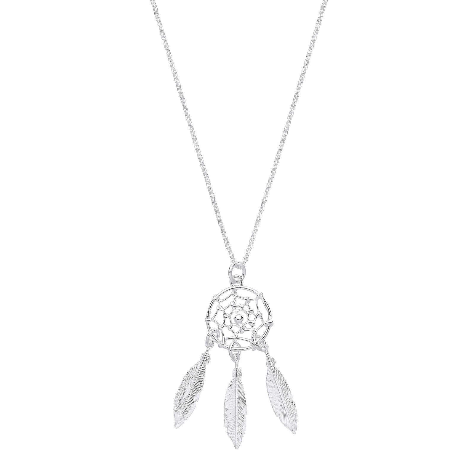 Silver Dream Catcher, Feather Spider Web 16" Chain - Fine Necklace - Certified Authentic – Luxury Jewellery by Imperia