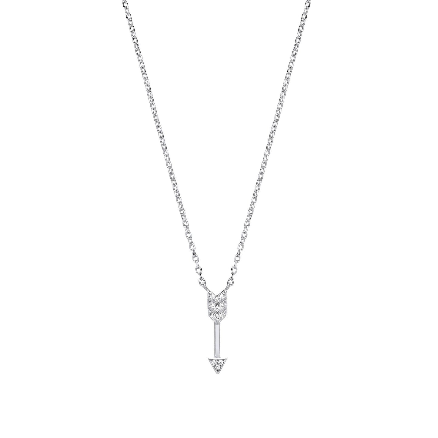 Silver Arrow Drop Pendant Chain 16" - Fine Necklace - Certified Authentic - Swiss Made – Luxury Jewellery by Imperial