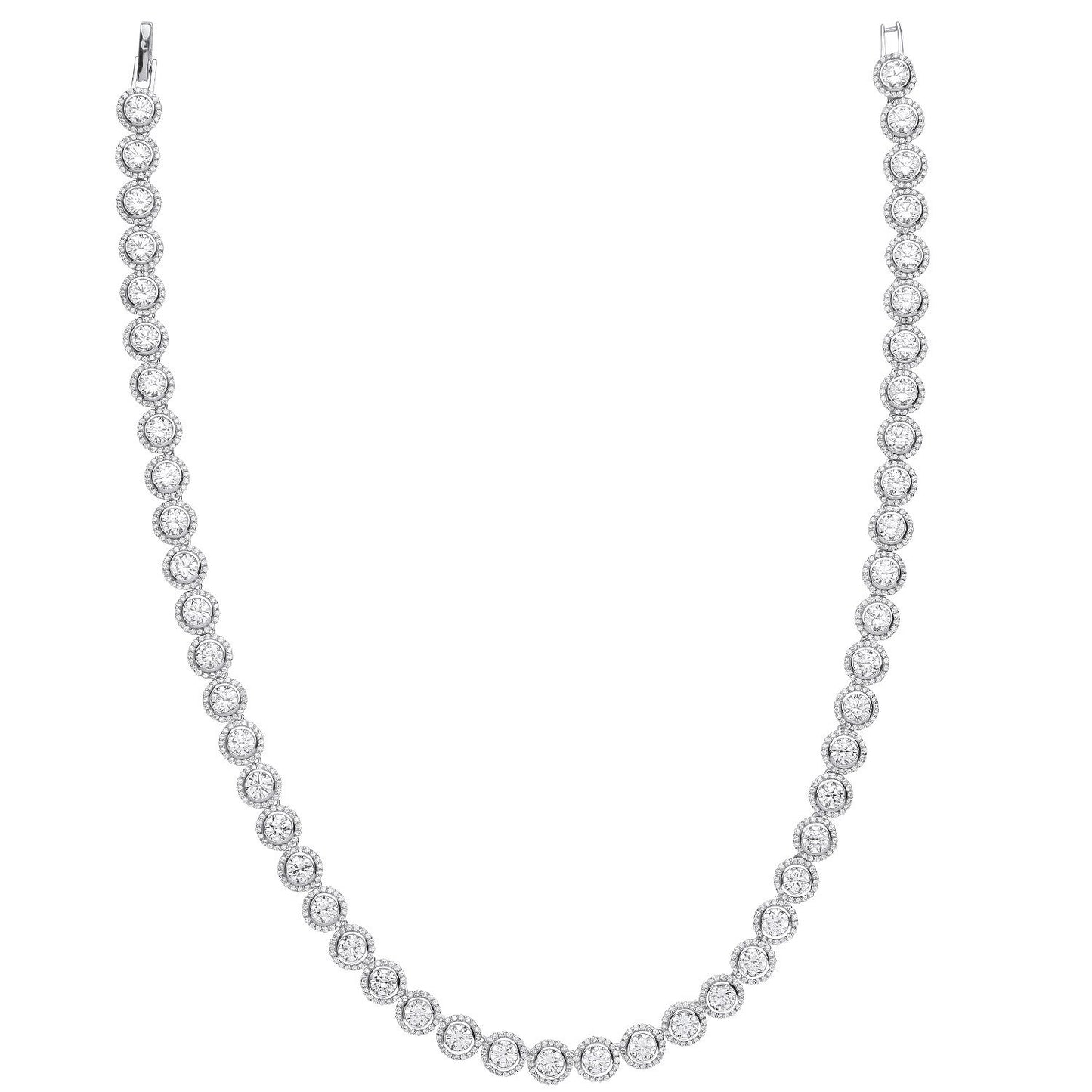 Silver Rubover Round Cubic Zirconia Halo Style Tennis Collarette - Luxury Watch - Certified A – Luxury Watch by Imperi