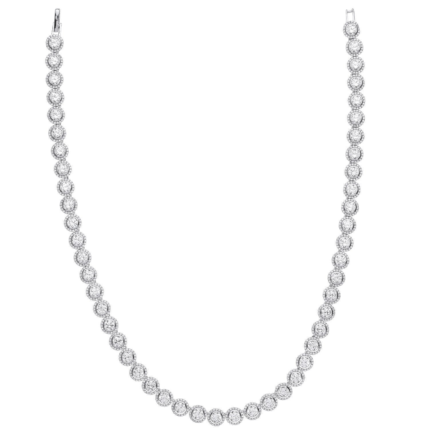 Silver Rubover Round Cubic Zirconia Halo Style Tennis Collarette - Luxury Watch - Certified A – Luxury Watch by Imperi