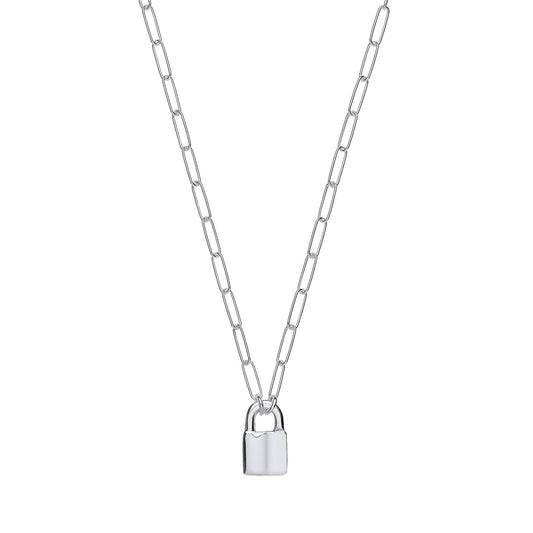 Silver Paper Clip Chain , Padlock Necklace - Fine Necklace - Certified Authentic - Swiss Made – Luxury Jewellery by Im