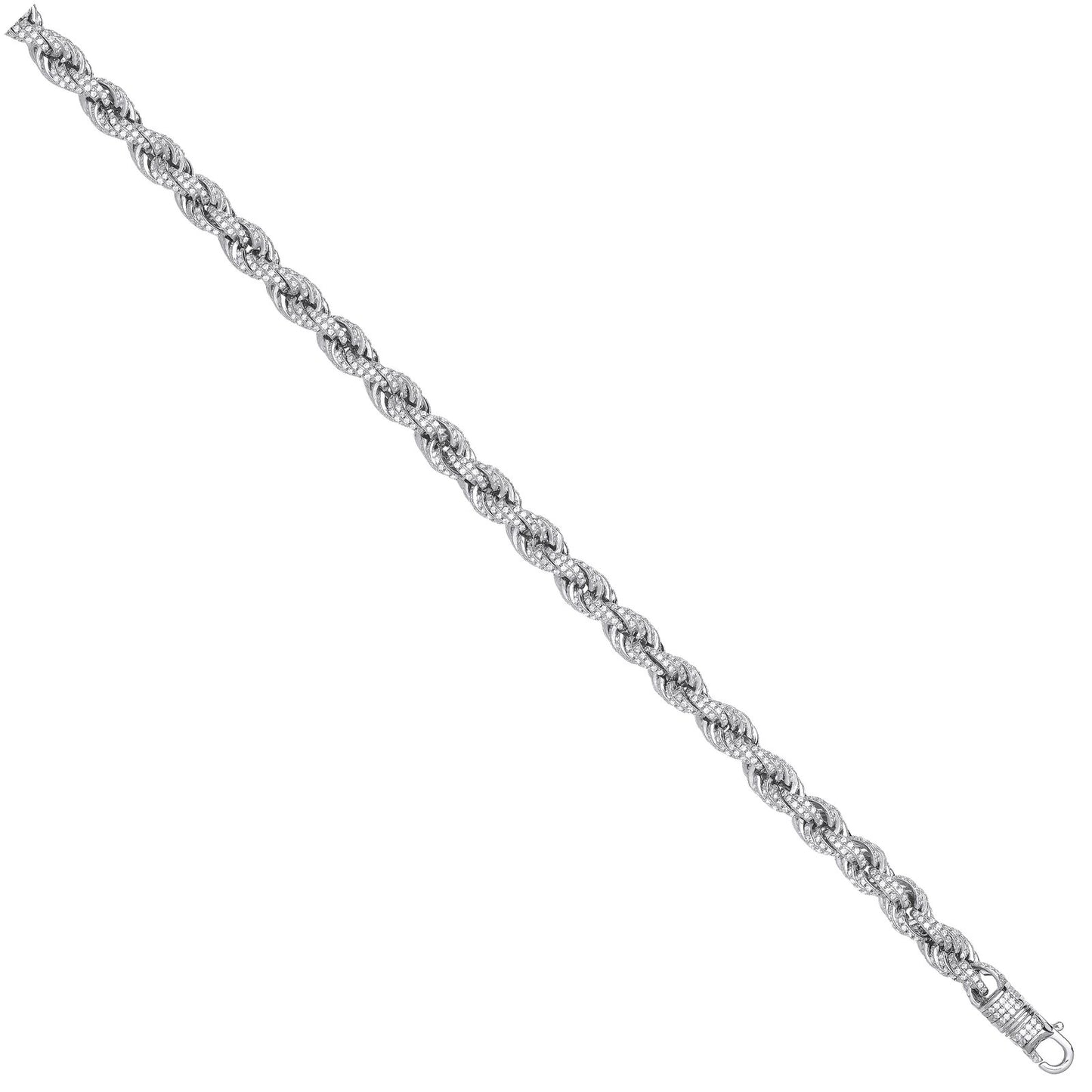Silver 7mm Cubic Zirconia Set Rope Chain - Fine Necklace - Certified Authentic - Swiss Made – Luxury Jewellery by Impe