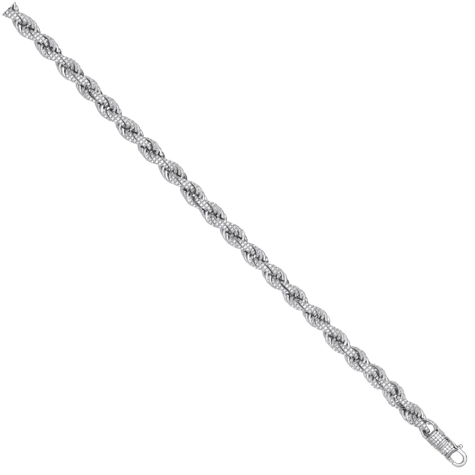 Silver 7mm Cubic Zirconia Set Rope Chain - Fine Necklace - Certified Authentic - Swiss Made – Luxury Jewellery by Impe