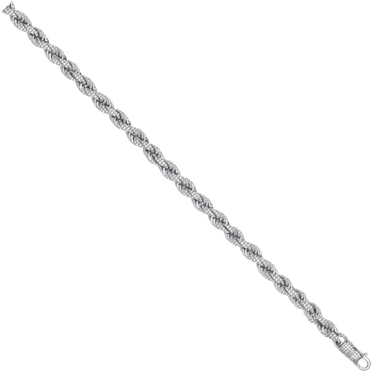 Silver 7mm Cubic Zirconia Set Rope Chain - Fine Necklace - Certified Authentic - Swiss Made – Luxury Jewellery by Impe