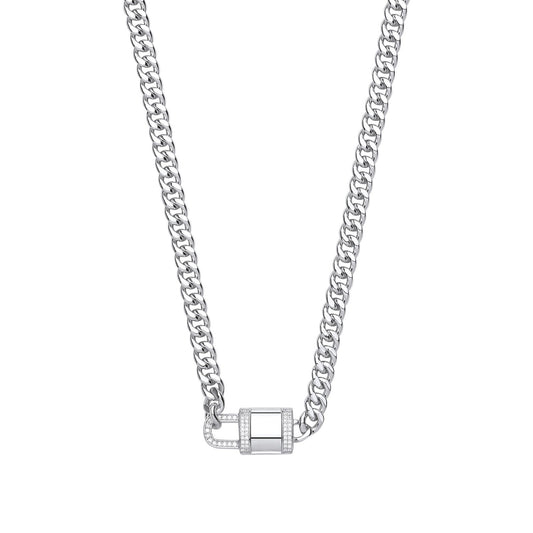 Silver Cubic Zirconia Padlock Choker Necklace - Fine Necklace - Certified Authentic – Luxury Jewellery by Imperial Tim