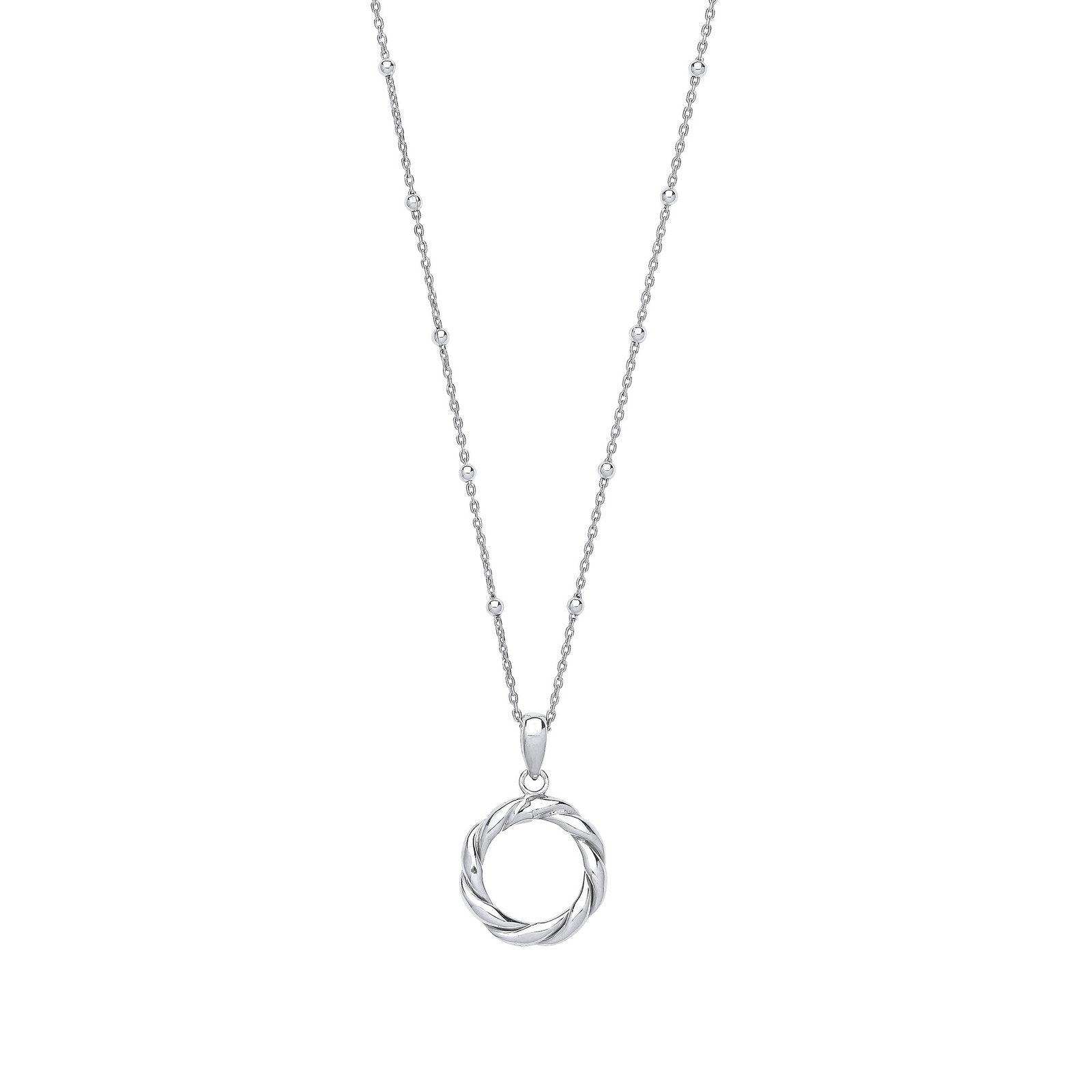 Silver Twisted Circle of Life Pendant on Beaded Necklace - Fine Necklace - Certified Authenti – Luxury Jewellery by Im