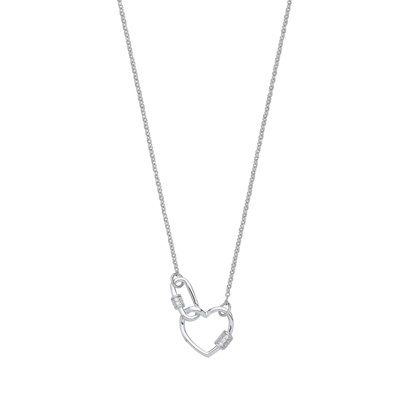 Silver Heart Paper Clip Cubic Zirconia 16" Necklace - Fine Necklace - Certified Authentic – Luxury Jewellery by Imperi