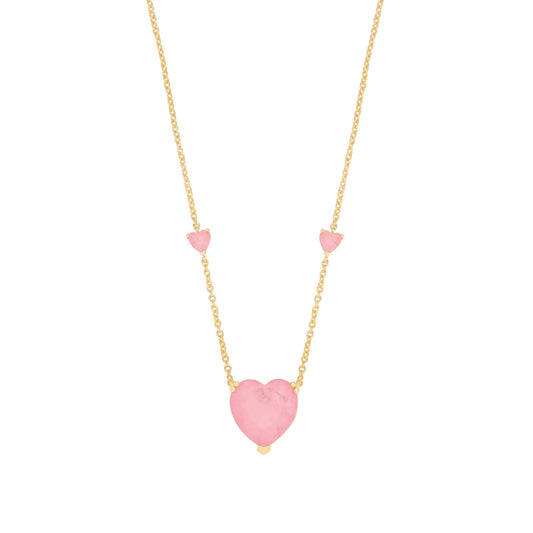 Silver Yellow Gold Plated, Pink Heart Necklace - Fine Necklace - Certified Authentic – Luxury Jewellery by Imperial Ti
