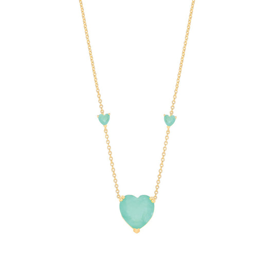 Silver Yellow Gold Plated, Green Heart Necklace - Fine Necklace - Certified Authentic – Luxury Jewellery by Imperial T