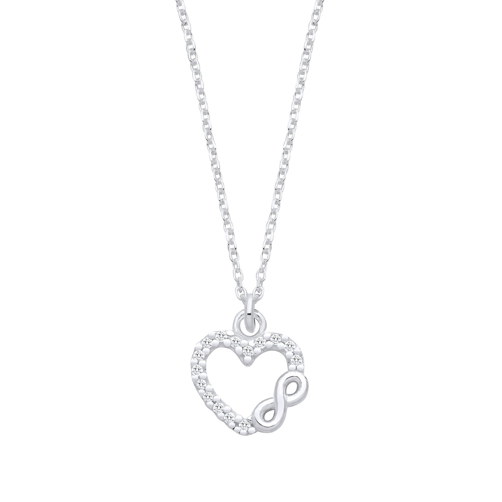 Silver Cubic Zirconia Heart Infinity Pendant Necklace - Fine Necklace - Certified Authentic – Luxury Jewellery by Impe