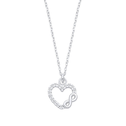 Silver Cubic Zirconia Heart Infinity Pendant Necklace - Fine Necklace - Certified Authentic – Luxury Jewellery by Impe