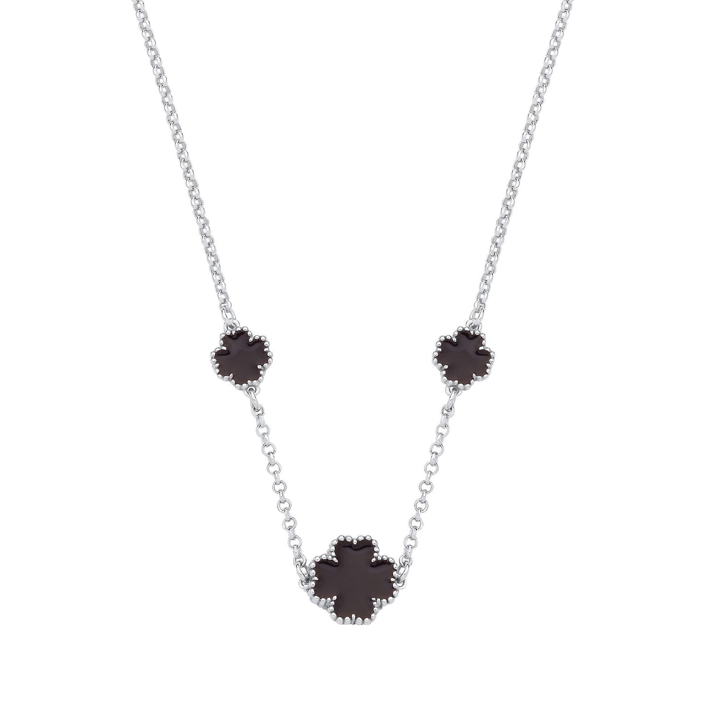 Silver Black Enamel Four Leaf Clover Necklace - Fine Necklace - Certified Authentic – Luxury Jewellery by Imperial Tim