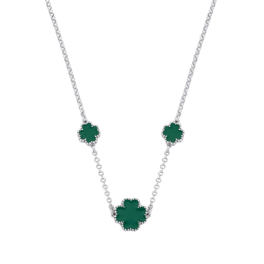Silver Green Enamel Four Leaf Clover Necklace - Fine Necklace - Certified Authentic – Luxury Jewellery by Imperial Tim