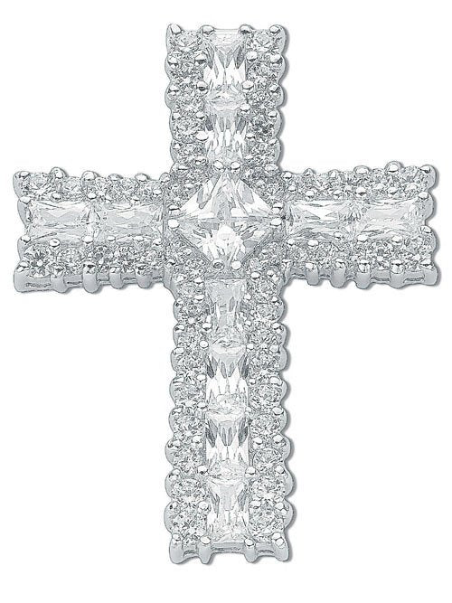 Silver Fancy Cubic Zirconia Cross - Luxury Watch - Certified Authentic - Swiss Made – Luxury Watch by Imperial Time UK