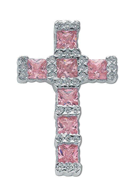 Silver Pink & White Fancy Cubic Zirconia Cross - Luxury Watch - Certified Authentic – Luxury Watch by Imperial Time UK