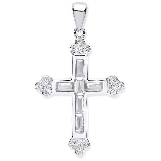 Silver Baguette Cubic Zirconia Cross - Luxury Watch - Certified Authentic - Swiss Made – Luxury Watch by Imperial Time