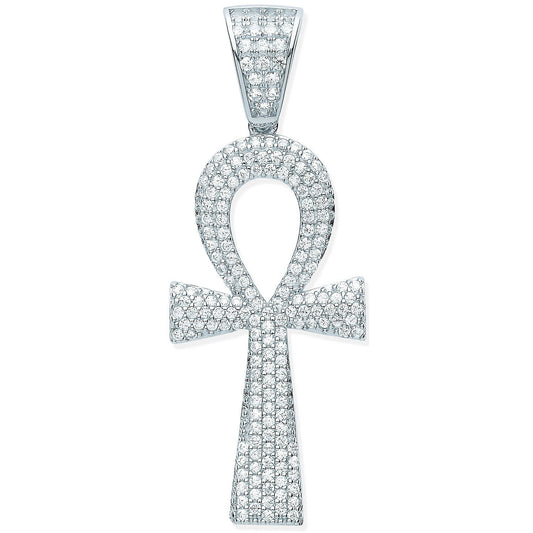 Silver Cubic Zirconia Ankh Cross - Key of Life - Luxury Watch - Certified Authentic – Luxury Watch by Imperial Time UK