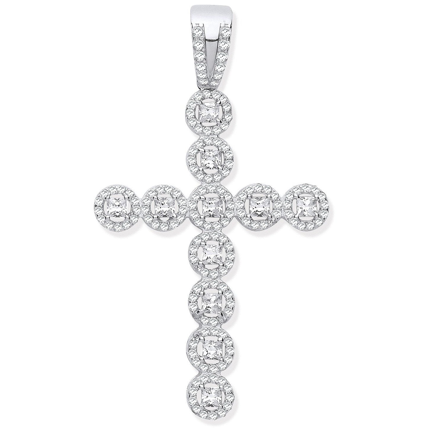 Silver Cubic Zirconia Halo Style Fancy Cross - Luxury Watch - Certified Authentic - Swiss Mad – Luxury Watch by Imperi
