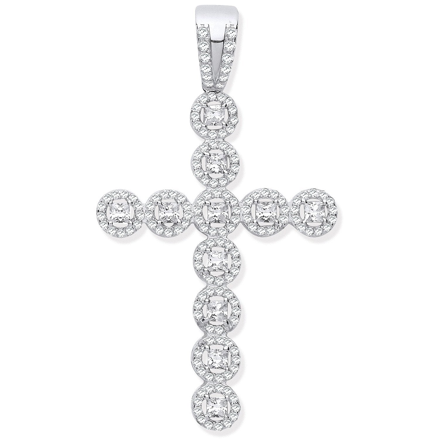Silver Cubic Zirconia Halo Style Fancy Cross - Luxury Watch - Certified Authentic - Swiss Mad – Luxury Watch by Imperi
