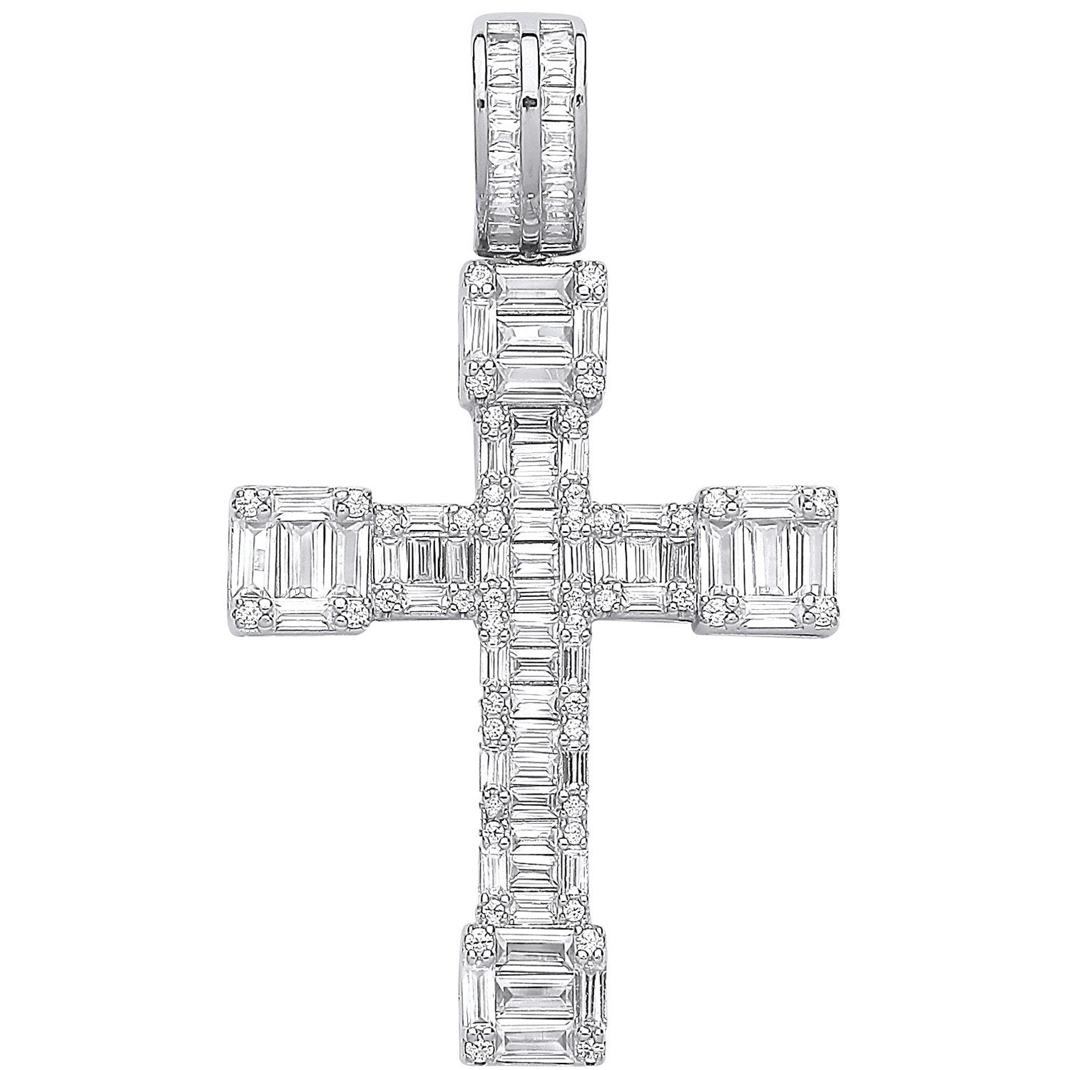 Silver Cubic Zirconia Baguettes Fancy Cross - Luxury Watch - Certified Authentic - Swiss Made – Luxury Watch by Imperi