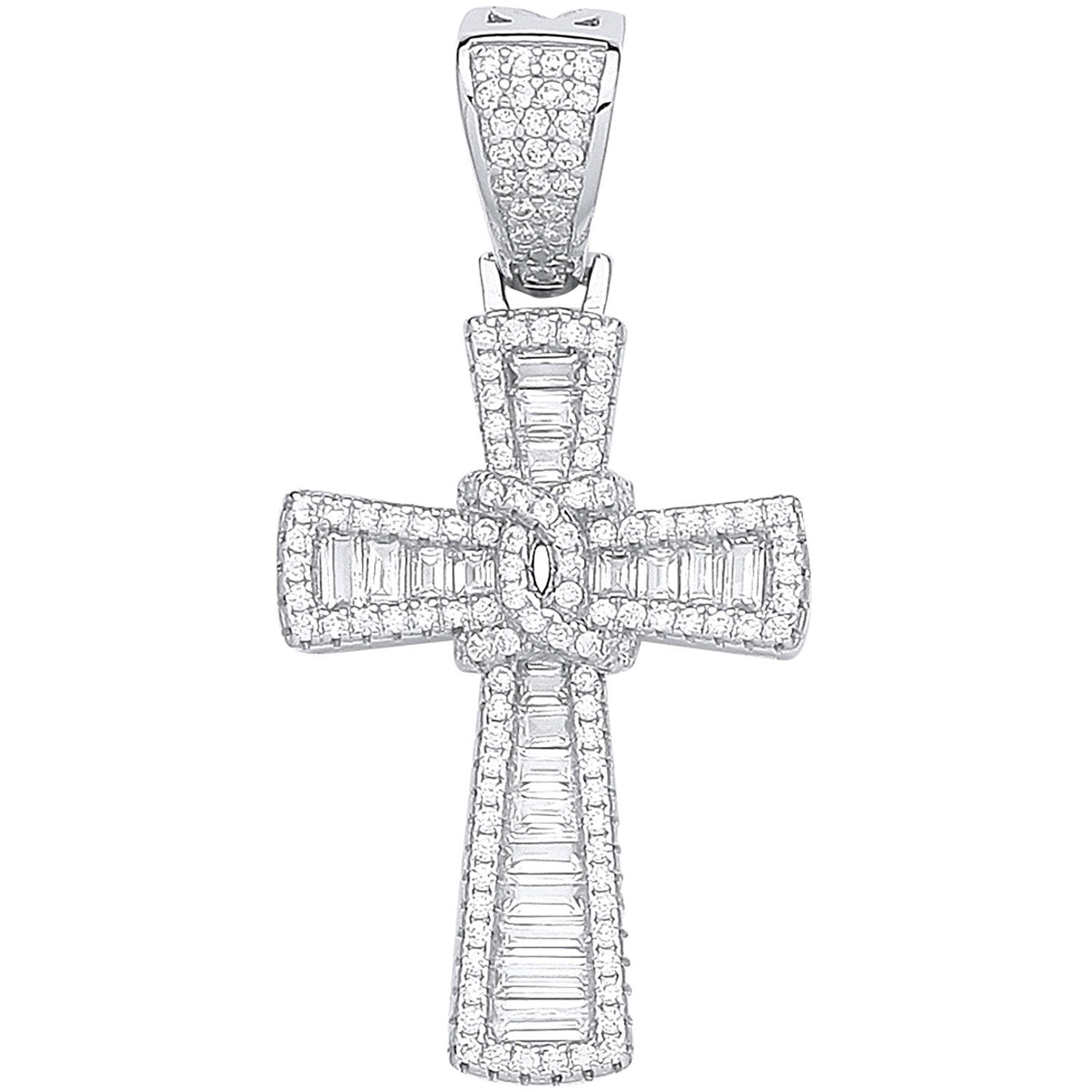 Silver Baguettes & Round Cubic Zirconias Cross - Luxury Watch - Certified Authentic – Luxury Watch by Imperial Time UK