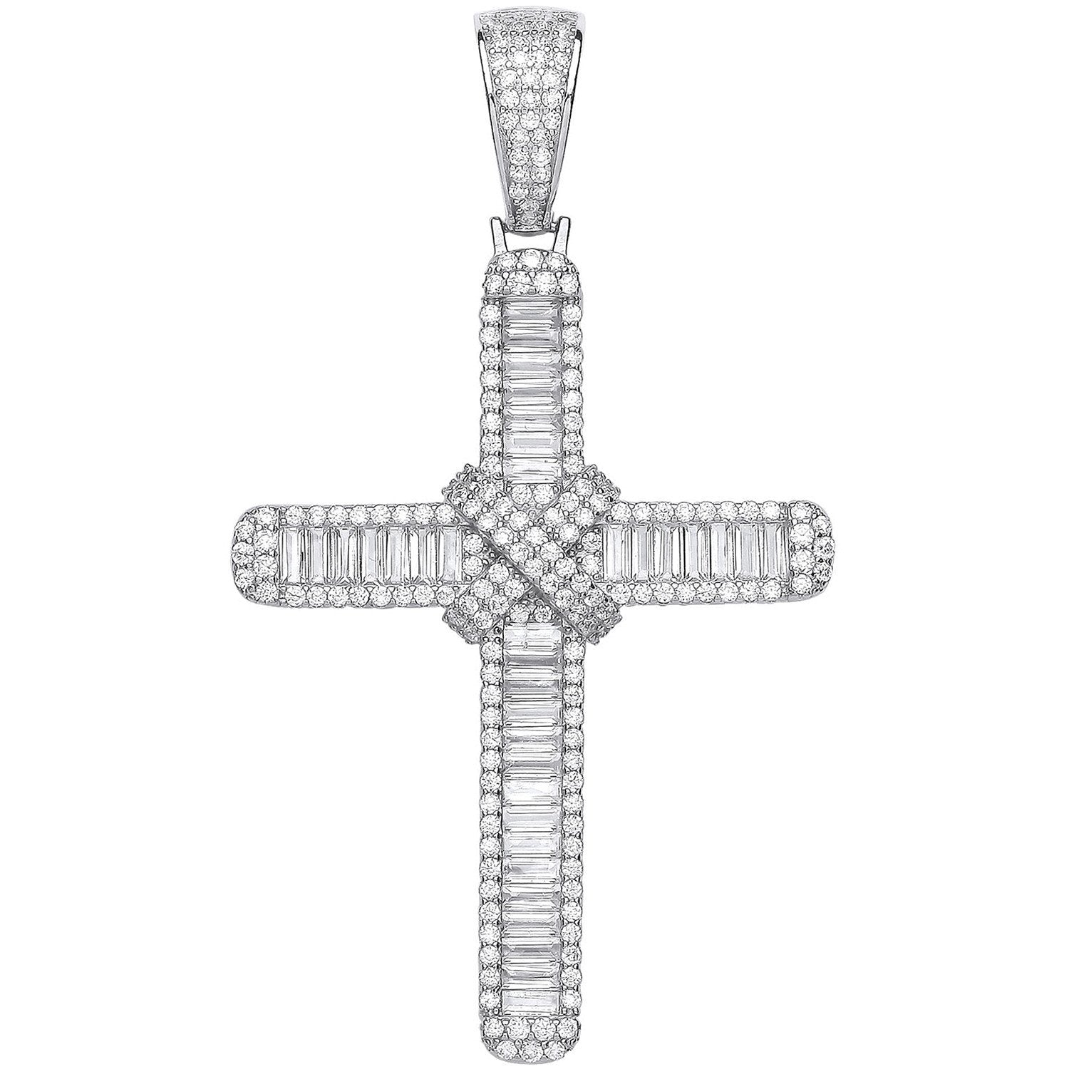 Silver Baguettes & Round Cubic Zirconias Large Cross - Luxury Watch - Certified Authentic – Luxury Watch by Imperial T
