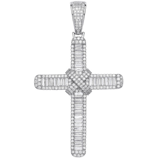 Silver Baguettes & Round Cubic Zirconias Large Cross - Luxury Watch - Certified Authentic – Luxury Watch by Imperial T