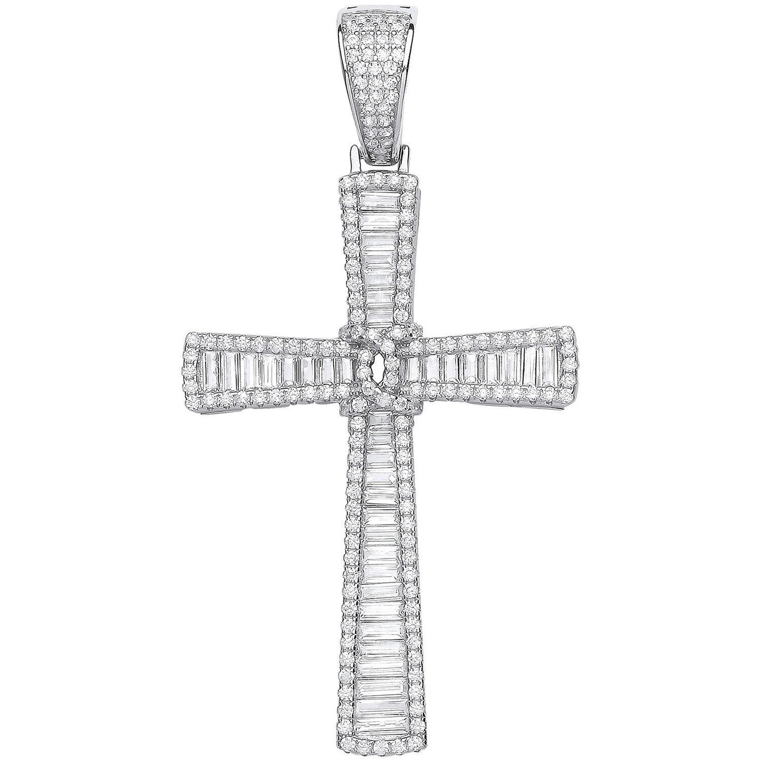 Silver Baguettes & Round Cubic Zirconias Large Cross - Luxury Watch - Certified Authentic – Luxury Watch by Imperial T