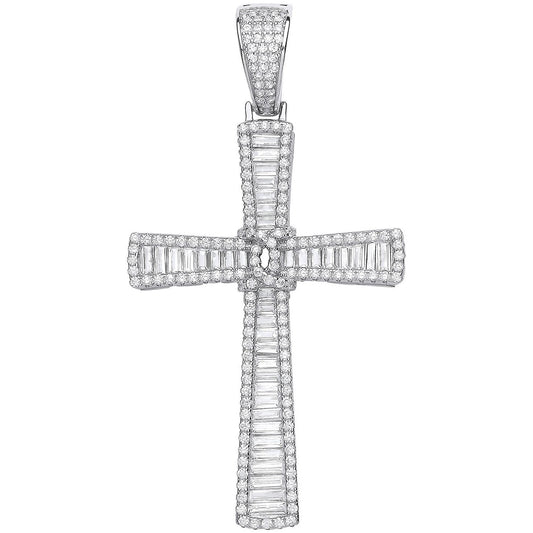 Silver Baguettes & Round Cubic Zirconias Large Cross - Luxury Watch - Certified Authentic – Luxury Watch by Imperial T