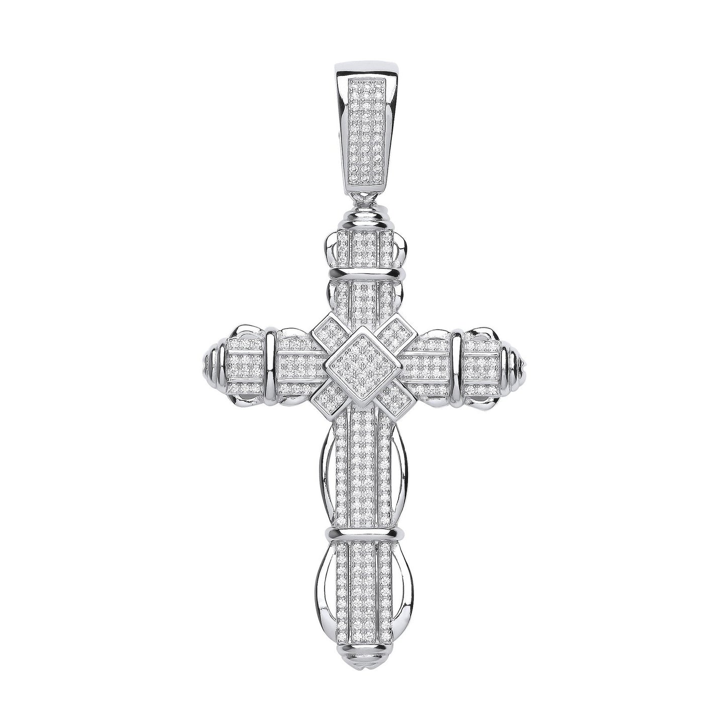 Silver Big Fancy Cubic Zirconia Cross - Luxury Watch - Certified Authentic - Swiss Made – Luxury Watch by Imperial Tim