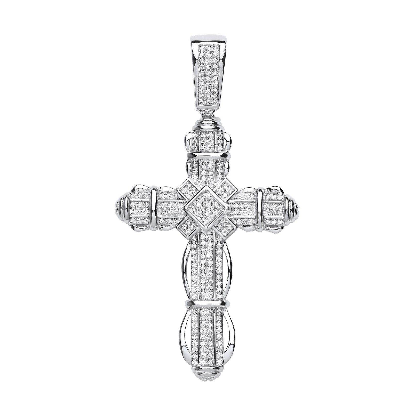 Silver Big Fancy Cubic Zirconia Cross - Luxury Watch - Certified Authentic - Swiss Made – Luxury Watch by Imperial Tim