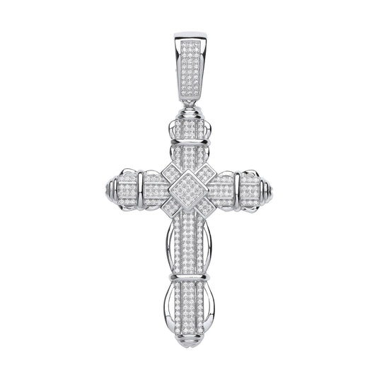 Silver Big Fancy Cubic Zirconia Cross - Luxury Watch - Certified Authentic - Swiss Made – Luxury Watch by Imperial Tim