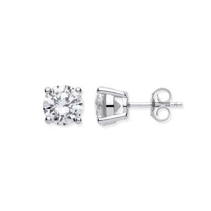 Silver Brilliant Cut Cubic Zirconia 8mm Claw Set Stud