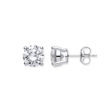 Silver Brilliant Cut Cubic Zirconia 8mm Claw Set Stud