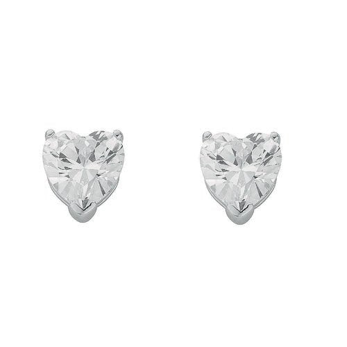 Silver Heart Cut Cubic Zirconia Stud Earrings - Fine Ring - Certified Authentic - Swiss Made – Luxury Jewellery by Imp