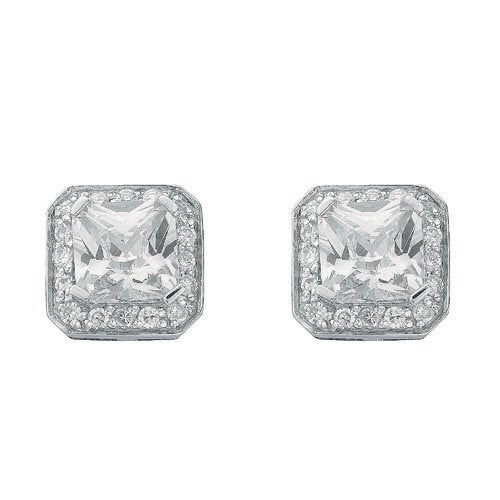 Silver Fancy Cluster Cubic Zirconia Stud Earrings - Fine Ring - Certified Authentic – Luxury Jewellery by Imperial Tim