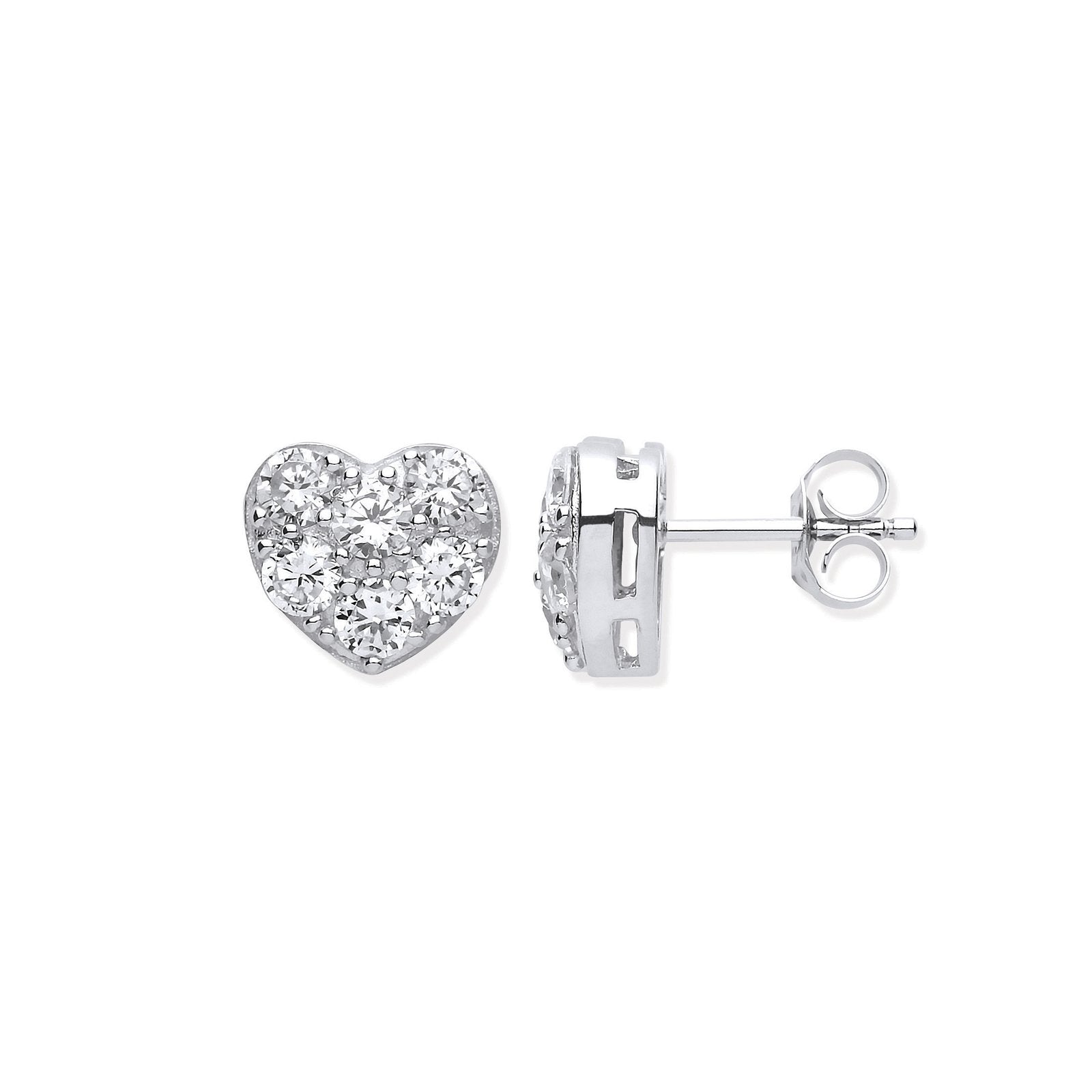 Silver Pave Set Heart Stud Earrings - Fine Ring - Certified Authentic - Swiss Made - UK Stock – Luxury Jewellery by Im