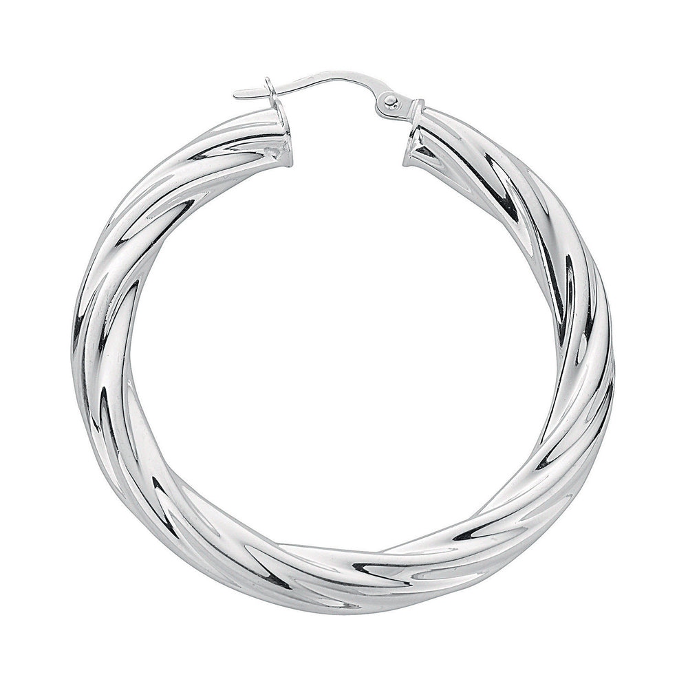 Silver Twisted Hoop Earrings