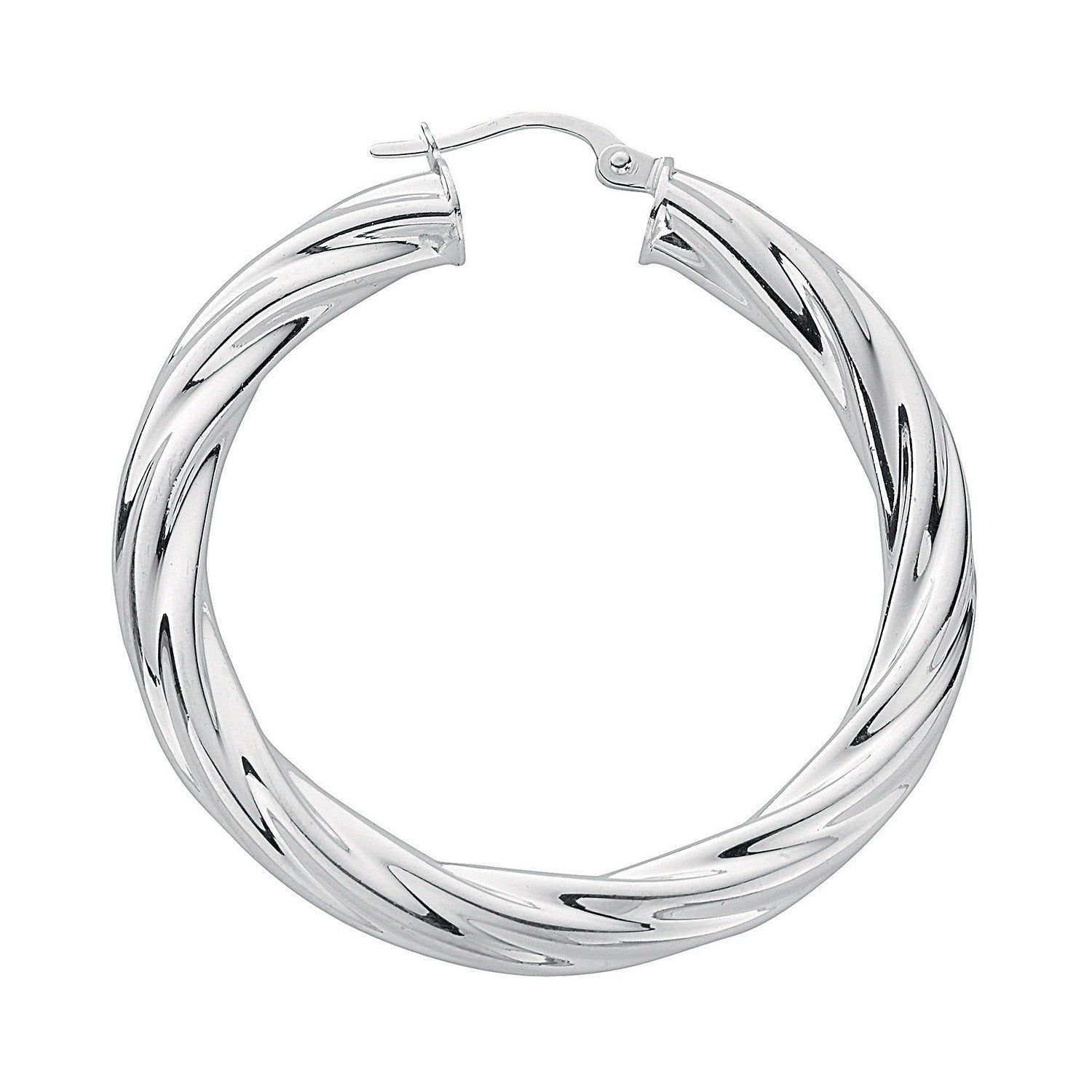 Silver Twisted Hoop Earrings