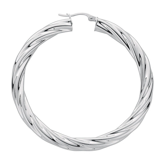 Silver Twisted Hoop Earrings - Fine Ring - Certified Authentic - Swiss Made - UK Stock – Luxury Jewellery by Imperial