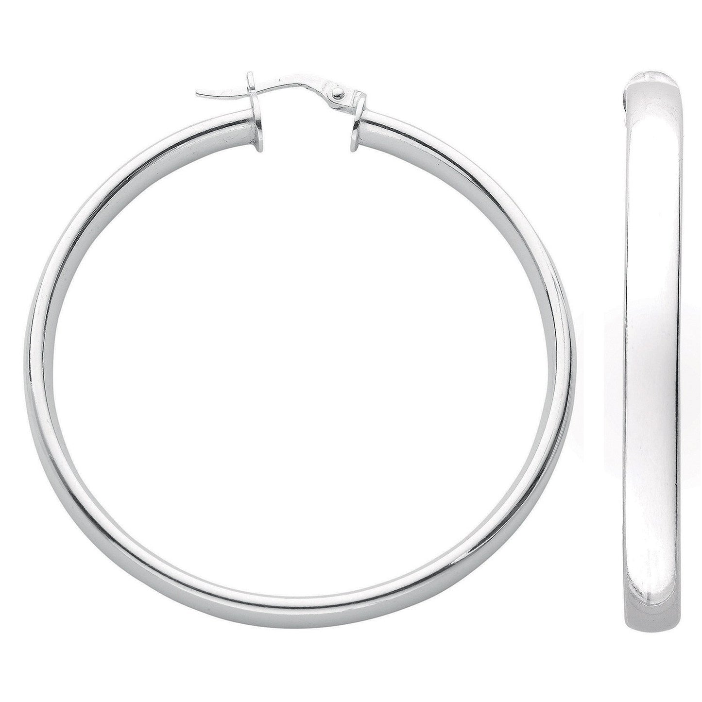 Silver D Shaped Hoop Earrings - Fine Ring - Certified Authentic - Swiss Made - UK Stock – Luxury Jewellery by Imperial