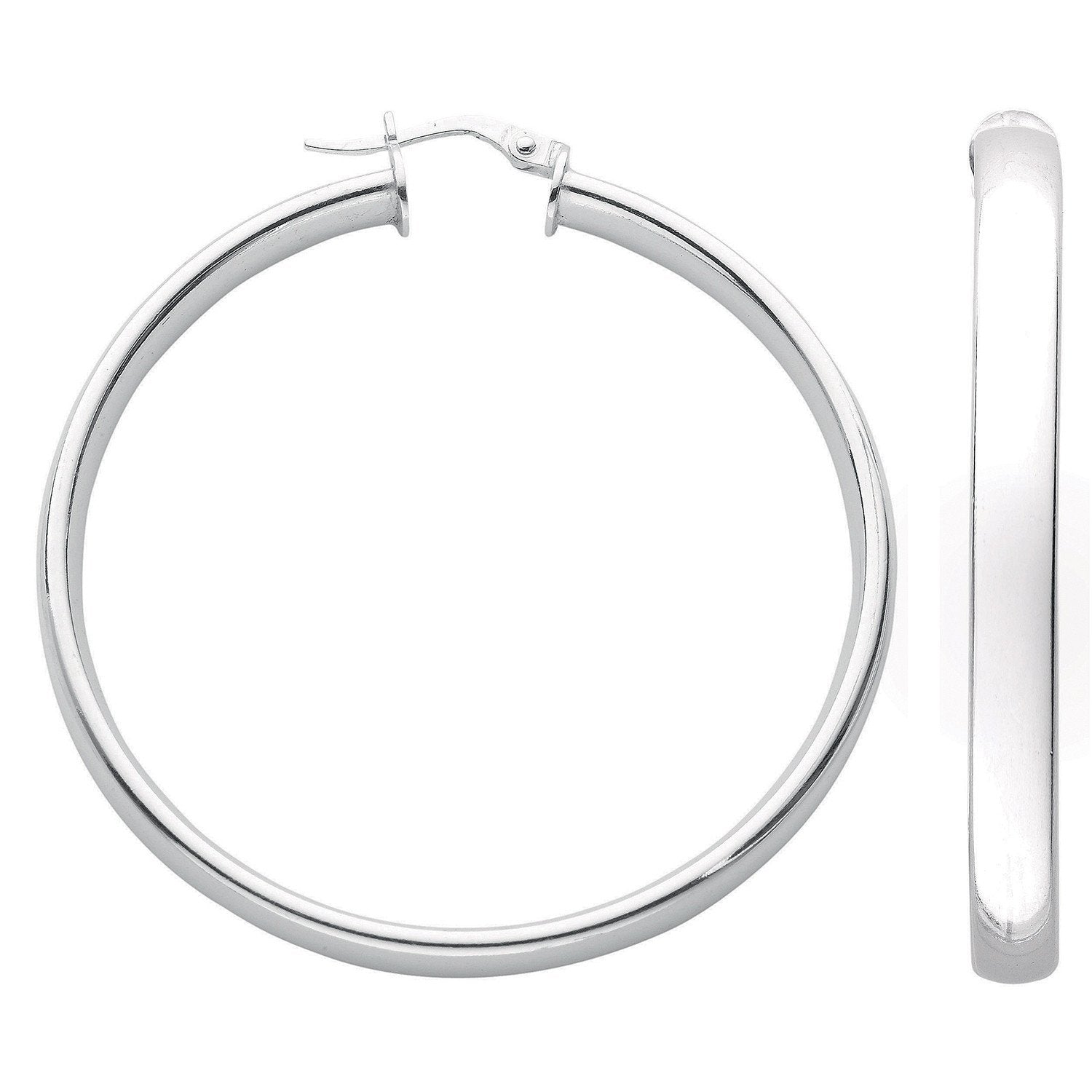Silver D Shaped Hoop Earrings - Fine Ring - Certified Authentic - Swiss Made - UK Stock – Luxury Jewellery by Imperial