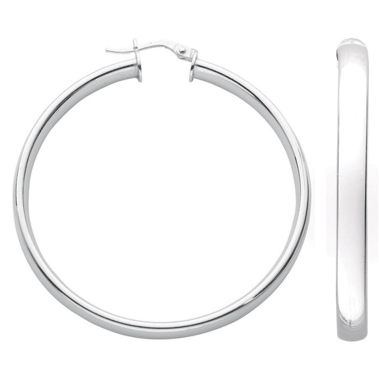 Silver D Shaped Hoop Earrings - Fine Ring - Certified Authentic - Swiss Made - UK Stock – Luxury Jewellery by Imperial