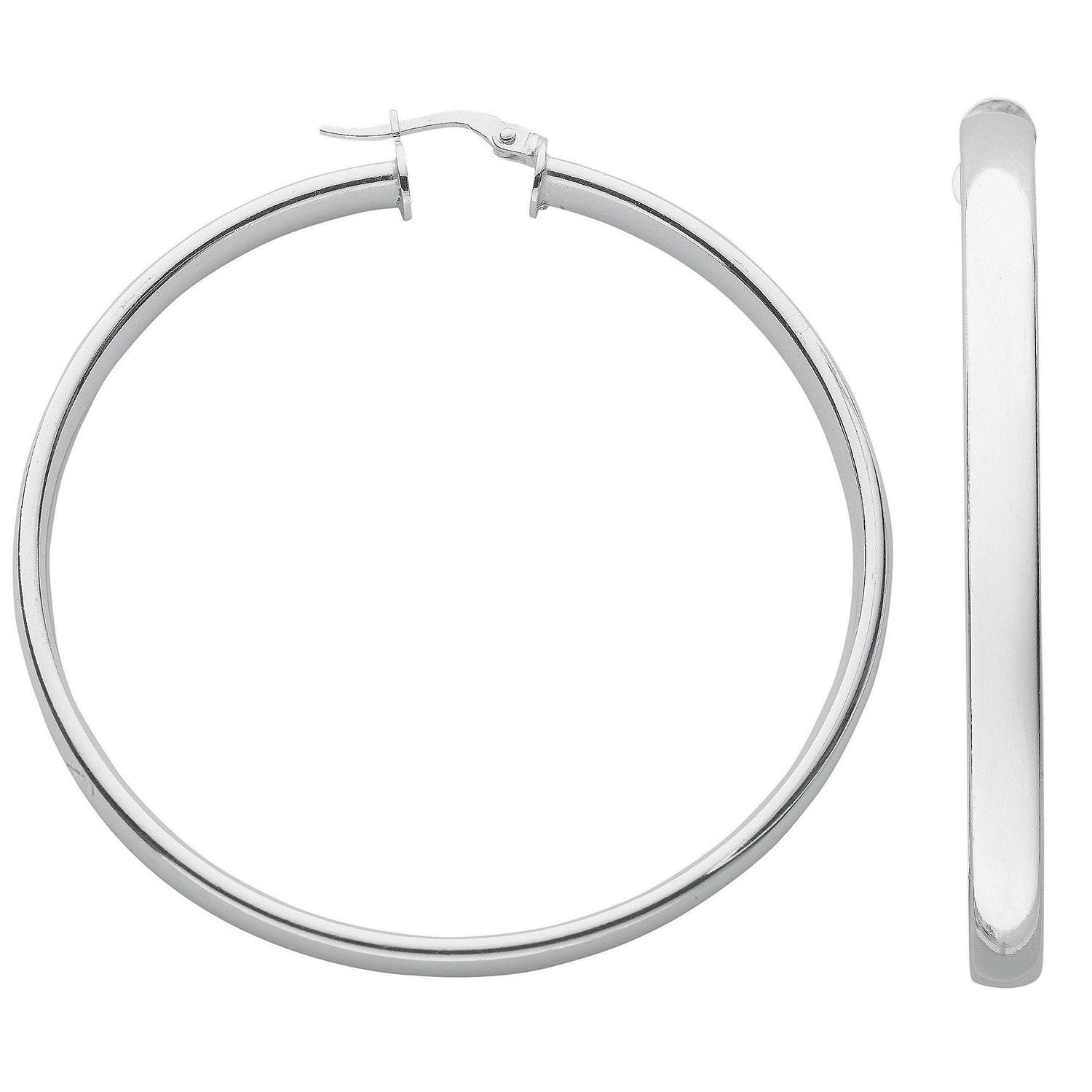 Silver D Shaped Hoop Earrings - Fine Ring - Certified Authentic - Swiss Made - UK Stock – Luxury Jewellery by Imperial