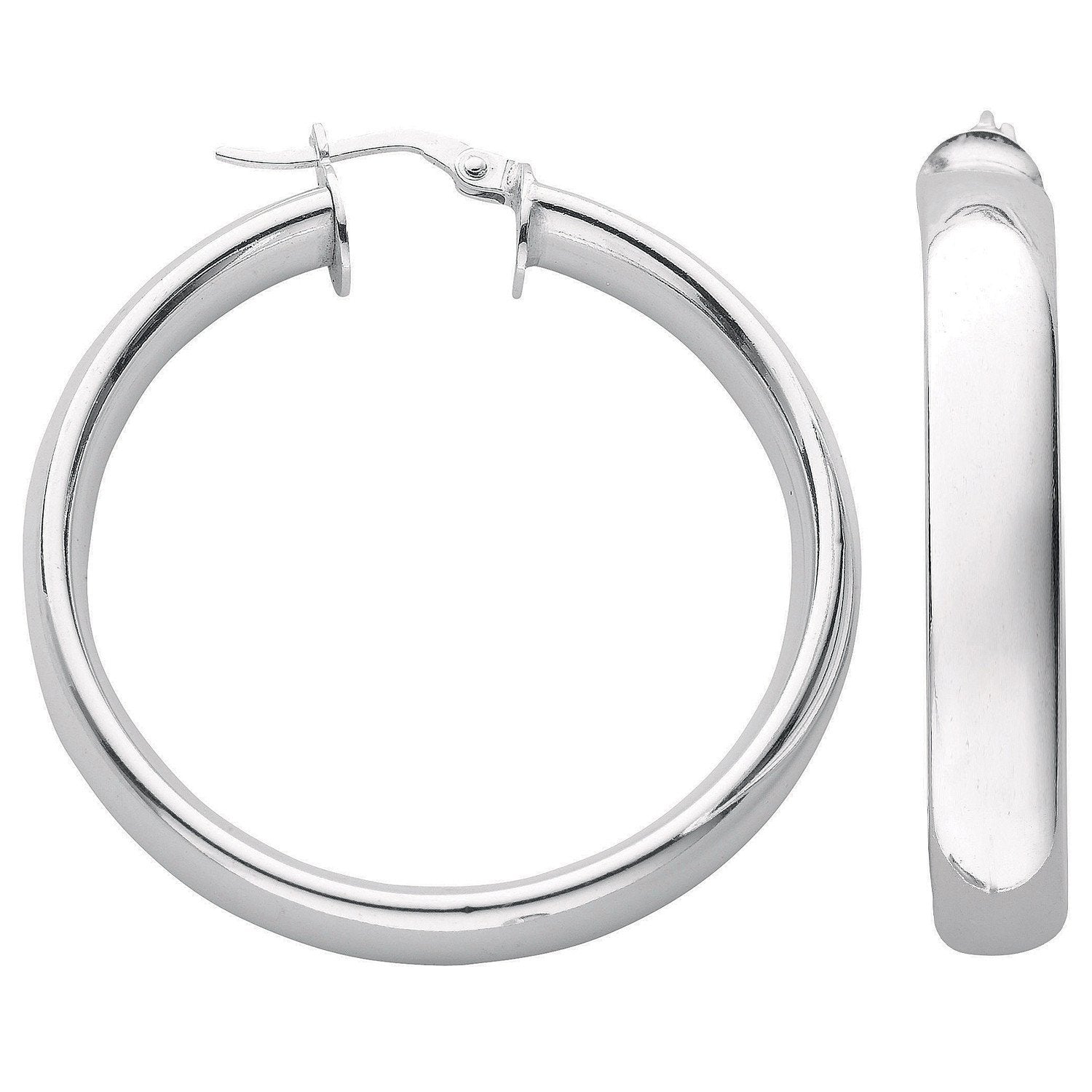 Silver D Shaped Hoop Earrings - Fine Ring - Certified Authentic - Swiss Made - UK Stock – Luxury Jewellery by Imperial