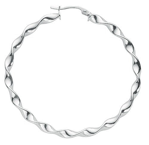 Silver Large Twisted Hoop Earrings - Fine Ring - Certified Authentic - Swiss Made - UK Stock – Luxury Jewellery by Imp