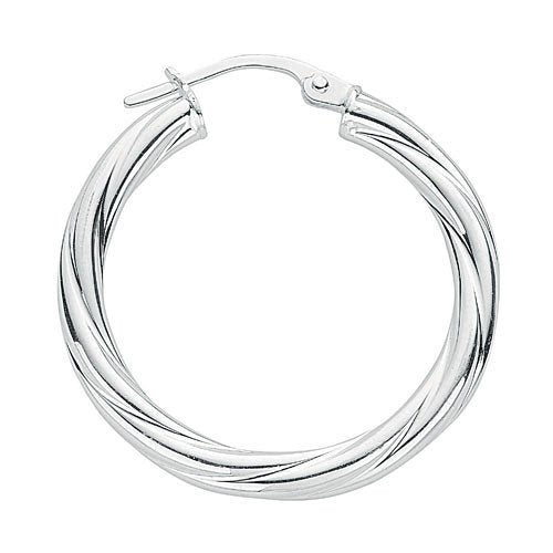 Silver Twisted Hoop Earrings - Fine Ring - Certified Authentic - Swiss Made - UK Stock – Luxury Jewellery by Imperial