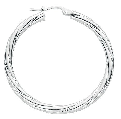Silver Twisted Hoop Earrings - Fine Ring - Certified Authentic - Swiss Made - UK Stock – Luxury Jewellery by Imperial