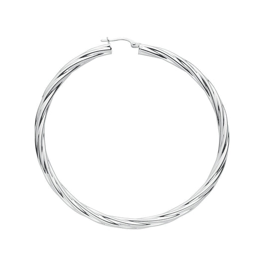 Silver Twisted Hoop Earrings - Fine Ring - Certified Authentic - Swiss Made - UK Stock – Luxury Jewellery by Imperial