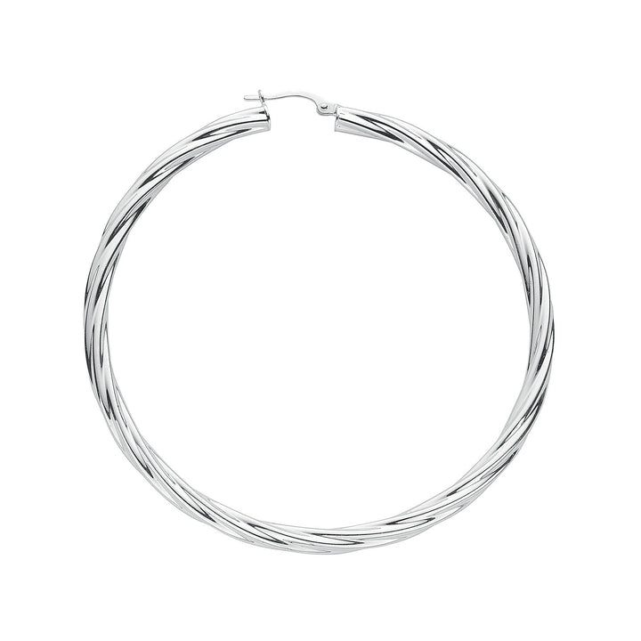 Silver Twisted Hoop Earrings